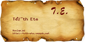 Tóth Ete névjegykártya